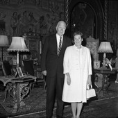 Mr. and Mrs. John C. Folger at the Republican Executive Committee meeting at "Mar-A-Lago" in Palm Beach.