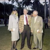Ms. Peggy Vandervoort with Alfred G. Vanderbilt and Lord Carnarvon at the Hialeah Racetrack.