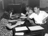 Students sitting at a table, Florida State College for Women - Tallahassee, Florida