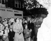 Crowd gathered for the Gasparilla festival parade - Tampa, Florida.