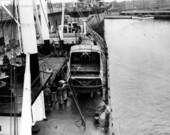 Unloading yacht "Marlin" for repairs at Gibbs Shipyard