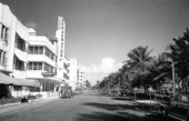 Street scene with the Breakwater Hotel - Miami Beach, Florida.