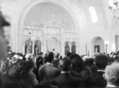 Large crowd gathered for Tarpon Springs' Epiphany celebration inside St. Nicholas Cathedral - Tarpon Springs, Florida