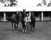 F.W. Truex and his horses in front of the stables - Orange Park, Florida