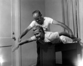 Leola Thomas and her father, C.W. Thomas practice on dry land - Sarasota, Florida