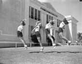 Key West High School Cheerleaders in front of the high school - Key West, Florida