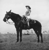 Betty Rodes with a cowpony, Baby - Ruskin, Florida .