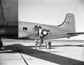 President Truman and Admiral Leahy getting off the "Sacred Cow" - Naples, Florida