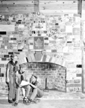 Three boy scouts near the fireplace at Camp "Echockotee" - Jacksonville, Florida