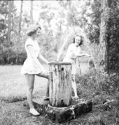Martha Green and Helen Winchester near the water fountain - Sebring, Florida .