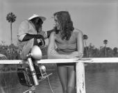 Thelma Halabuck and Joe the chimp at Weeki Wachee Spring - Weeki Wachee Spring, Florida