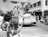 Young women on float in the parade at the watermelon festival - Leesburg, Florida