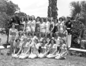 Beauty contestants with two Marine Corps escorts at the watermelon festival - Leesburg, Florida