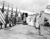Miss America being greeted on her arrival to participate in the Fiesta of Five Flags - Pensacola, Florida.