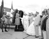 Miss America being greeted on her arrival to participate in the Fiesta of Five Flags - Pensacola, Florida.