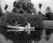 Charlotte Hand and Rickie Martin in a small canoe at Sarasota Jungle Gardens - Sarasota, Florida.