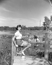 Jean Chrissinger poses for a photograph at Mystic Lake