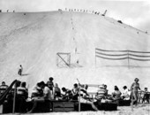 Skiers sit at the bottom of the mountain - Fort Meade, Florida .
