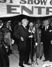 Governor Warren speaks at the ceremony for the "Greatest Show on Earth" premiere - Sarasota, Florida.