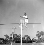 Tightrope performer at the Sarasota High School Sailor Circus