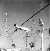 Tightrope performers at the Sarasota High School Sailor Circus