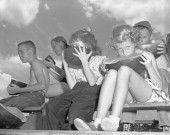 Children participating in a watermelon eating contest at the watermelon festival - Leesburg, Florida