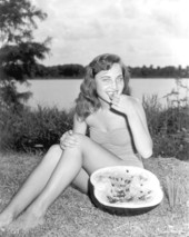 Carolyn Vaughn enjoying a slice of watermelon at the watermelon festival - Leesburg, Florida