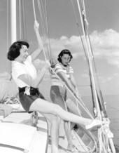 Two women raising the sails of the "Tropicair" - Saint Petersburg, Florida