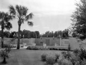 View of a court of flags at the Great Masterpiece attraction park