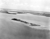 Aerial view of a small island in the Keys