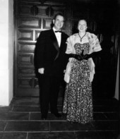 Oklahoma Governor Johnston Murray and his wife in formal attire during the Governors' Conference - Boca Raton, Florida.