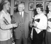Nathan Mayo, Florida Commissioner of Agriculture, with Florida State University cheerleaders - Tallahassee, Florida