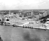 Aerial view from across the Miami River - Miami, Florida.