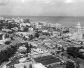 Aerial view with the Atlantic Ocean in background - Miami, Florida.