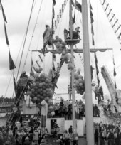 The "Jose Gasparilla" pirate ship at the Gasparilla festival - Tampa, Florida.