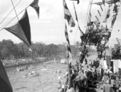 The "Jose Gasparilla" pirate ship at the Gasparilla festival - Tampa, Florida.