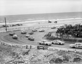 Automobiles racing on the beach road - Daytona Beach, Florida
