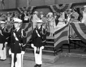 Governor LeRoy Collins, de Luna and his queen participate in the Fiesta of Five Flags - Pensacola, Florida.