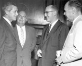 Governor LeRoy Collins talks with industrialists at the Fiesta of Five Flags - Pensacola, Florida.