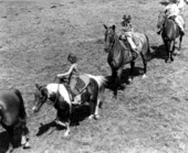 Small cowgirls join the rodeo parade - Kissimmee, Florida .