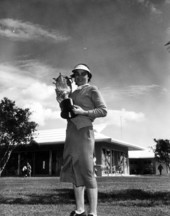Women golfer holds up her award - Fort Lauderdale, Florida .