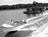 Boaters pulling water skiers at Sunshine Springs - Sarasota, Florida .
