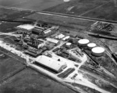 Aerial view of the United States Sugar Corporation mill on south side of Lake Okeechobee - Clewiston, Florida