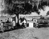 Spectators lined up along the Kissimmee River - Osceola County, Florida