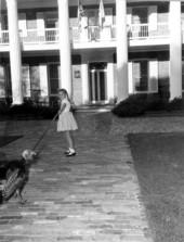 Governor Collins' daughter Darby poses with turkey at mansion - Tallahassee, Florida.