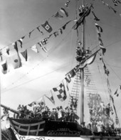 The "Jose Gaspar" pirate ship at the Gasparilla Carnival - Tampa, Florida.