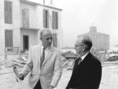 Contractor and architect go over Spanish Village reconstruction plans during the Qudricentennial Festival - Pensacola, Florida