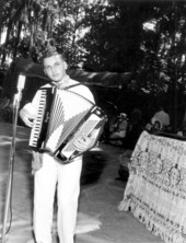 Jerry Psenka, accordionist for Beseda dancers, at the Florida Folk Festival - White Springs, Florida