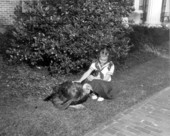 Governor Collins' daughter Darby with Thanksgiving turkey at mansion - Tallahassee, Florida.