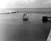 Family being towed in boat pulled by Flipper (Mitzi) - Marathon, Florida.